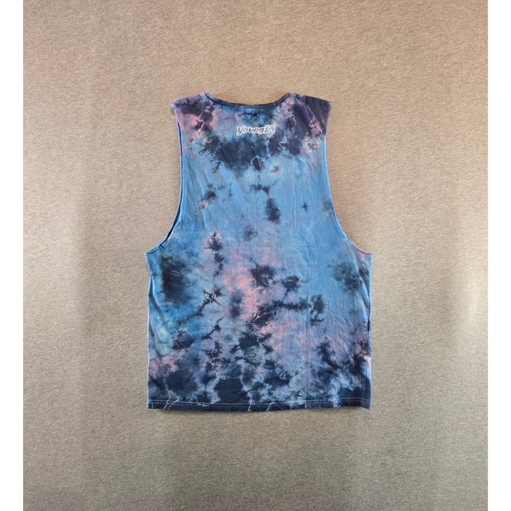 YoungLA Muscle Tank Men Medium Blue Purple Tie Dye Cut Off Gym Shirt Streetwear